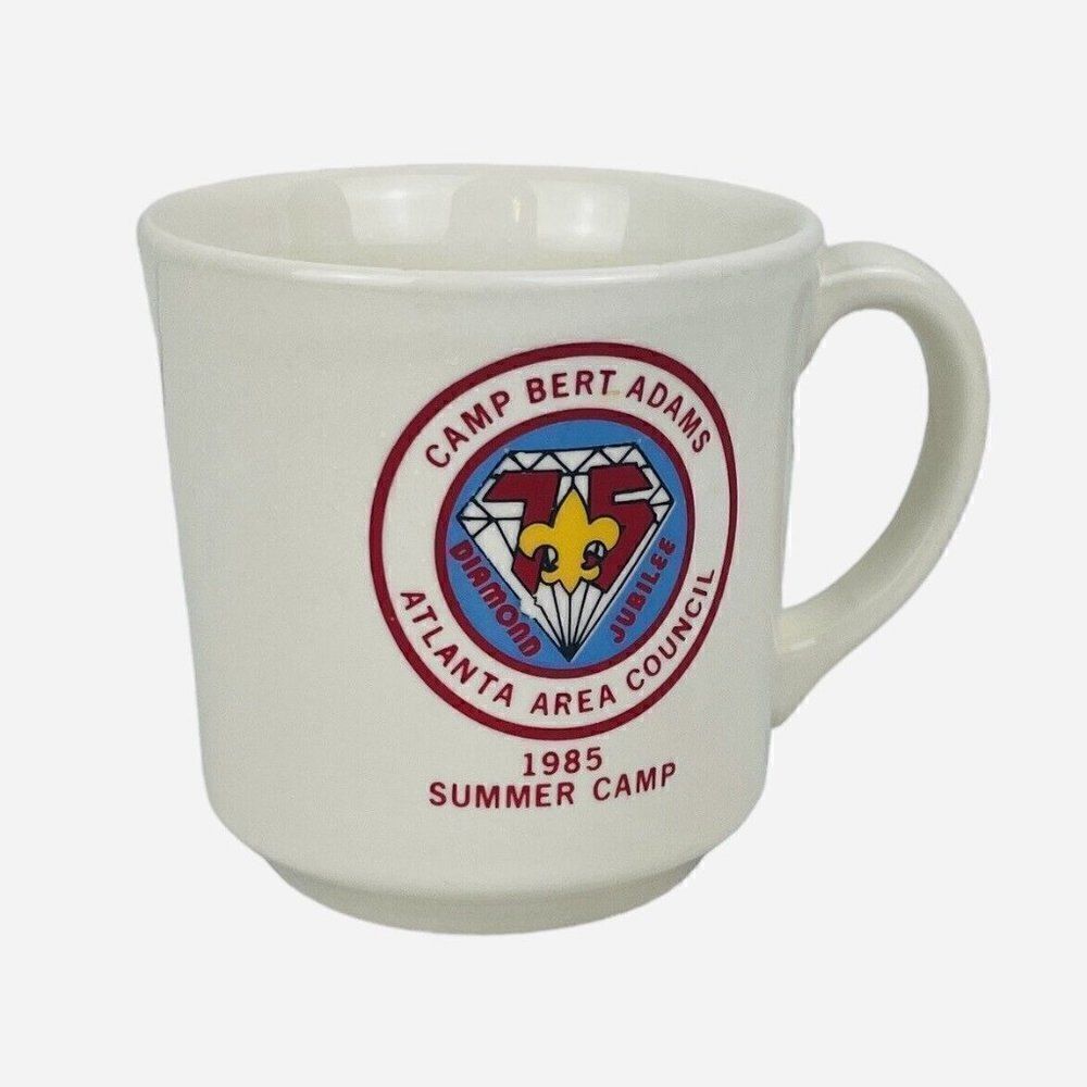 Vintage 1985 Camp Bert Adams Summer Camp Mug Boy Scouts BSA Atlanta 75 Years